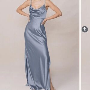 Revelry Skye Satin Dress French blue